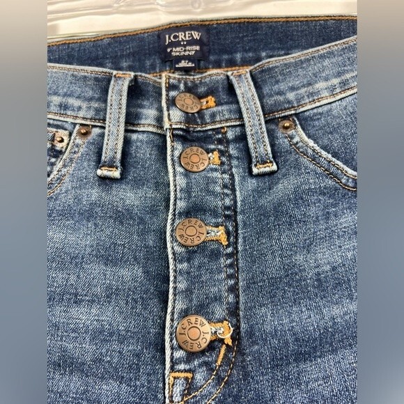 J. Crew Women's Jeans Blue 9" Mid Rise Skinny Button Fly Size 27 - Picture 5 of 14